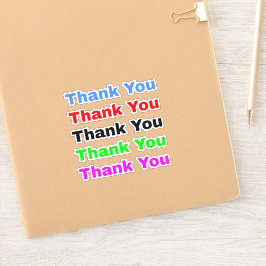 5つのミニマルでシンプルなカラフルな「ありがとう」ステッカー シール