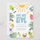 5つのレトロ誕生日招待状 招待状 (正面)