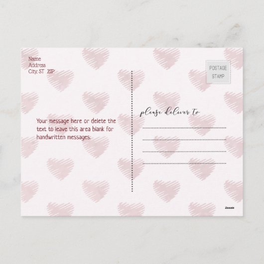 5つの写真のコラージュのワインの水彩画のハートのバレンタイン シーズンポストカード (裏面)