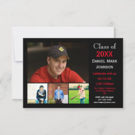 5つの写真のコラージュ- 3x5卒業の発表 招待状