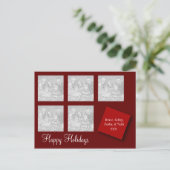 5つの写真の休日の挨拶の赤 シーズンポストカード (スタンド正面)