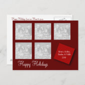 5つの写真の休日の挨拶の赤 シーズンポストカード (正面/裏面)