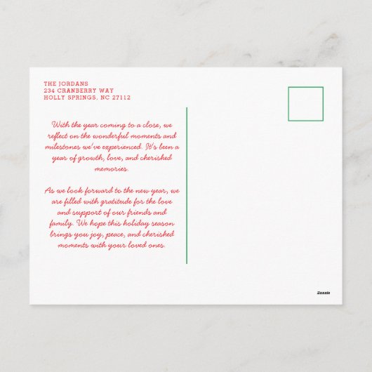 5つの写真の休日の青いクリスマスのクルー家族 シーズンポストカード (裏面)