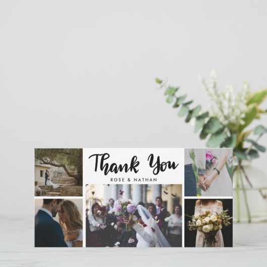 5つの写真を結婚して原稿ありがとう サンキューカード (スタンド正面)