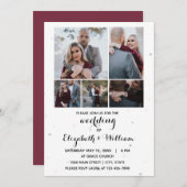 5つの写真コラージエレガントな結婚式招待状 招待状 (正面/裏面)
