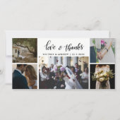 5つの写真愛及び感謝の原稿の結婚 サンキューカード (正面)