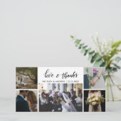 5つの写真愛及び感謝の原稿の結婚 サンキューカード (スタンド正面)