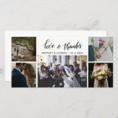 5つの写真愛及び感謝の原稿の結婚 サンキューカード (正面/裏面)