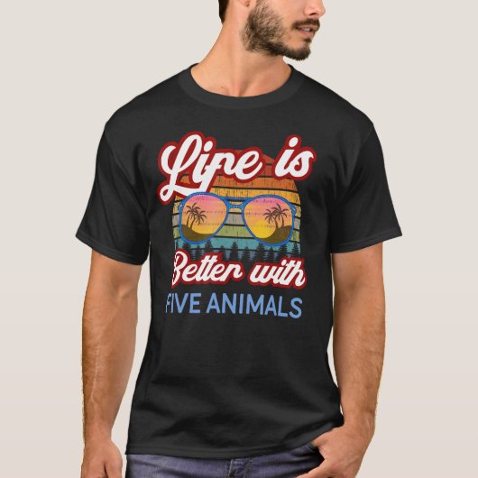5つの動物ショリンの夕日。命は命より命 Tシャツ (正面)