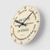 "- 5つの原理倫理規定" ラウンド壁時計 (傾斜)