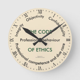 "- 5つの原理倫理規定" ラウンド壁時計