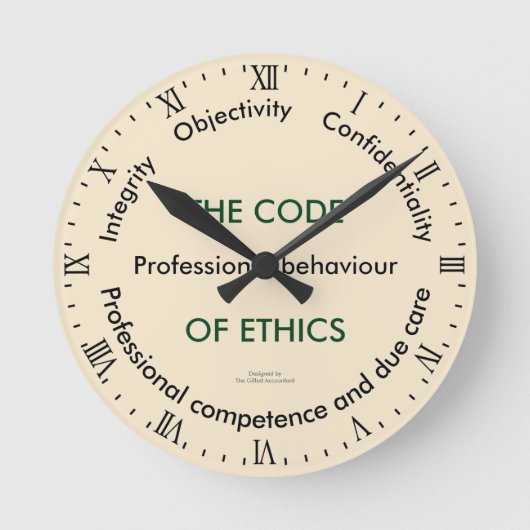 "- 5つの原理倫理規定" ラウンド壁時計 (正面)