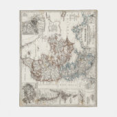 5つの差込地図が付いているデンマークの地図書の地図 フリースブランケット (正面)