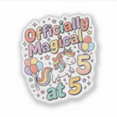 5つの幻想的なホワイト背景デザインで公式に魔法のユニコーン シール (正面)