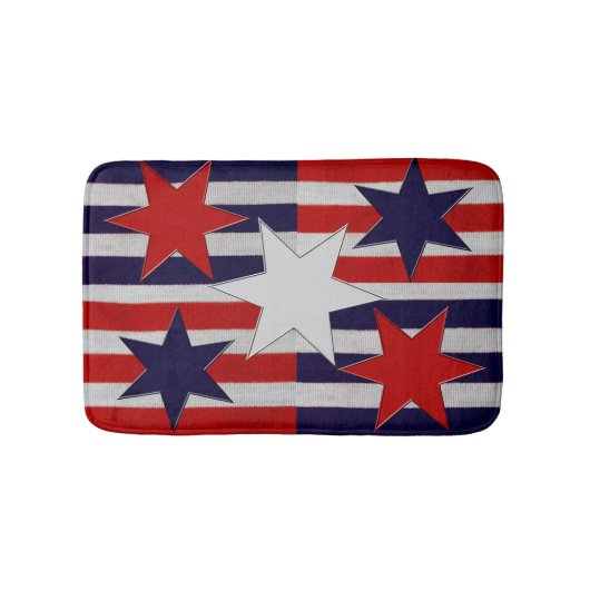 5つの愛国心が強い星は及び縞で飾ります バスマット (正面)