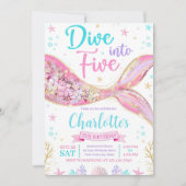 5つの招待状にダイビングMermaid Bashの下 招待状 (正面)