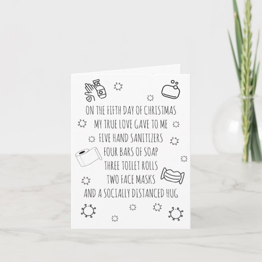 5つの日のコービッドクリスマスおもしろい シーズンカード (正面)