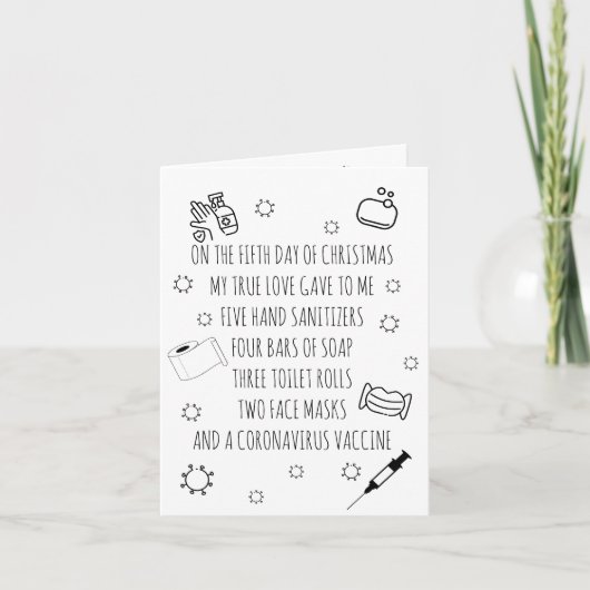 5つの日のコービッドクリスマスおもしろい シーズンカード (正面)