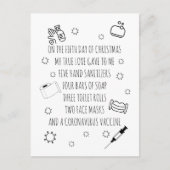 5つの日のコービッドクリスマスおもしろい シーズンポストカード (正面)