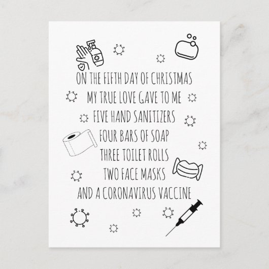 5つの日のコービッドクリスマスおもしろい シーズンポストカード (正面)