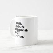 5つの湖素晴らし|フロンオンタリオミシガンエリー コーヒーマグカップ (正面左)