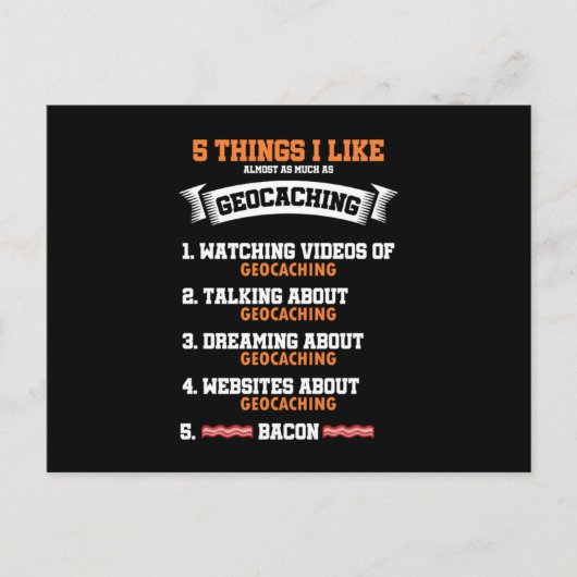5つの私が好きなジオキャッシング 暇つぶし GPS ナビゲーション ポストカード (正面)