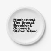 5つの自治区の~ニューヨークシティ ペーパープレート (正面)