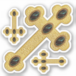 5つの血石を持つフェイク芽が出た十字 – 輪郭 シール