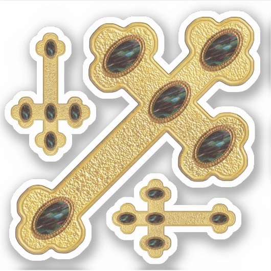 5つの血石を持つフェイク芽が出た十字 – 輪郭 シール (正面)