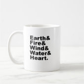 5つの要素 | Earth Fire Wind Water & Japan コーヒーマグカップ (左)