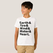 5つの要素 | Earth Fire Wind Water & Japan Tシャツ (正面フル)