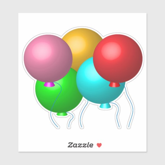 5つの誕生日の気球 シール (シート)