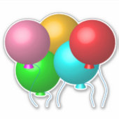 5つの誕生日の気球 シール (正面)