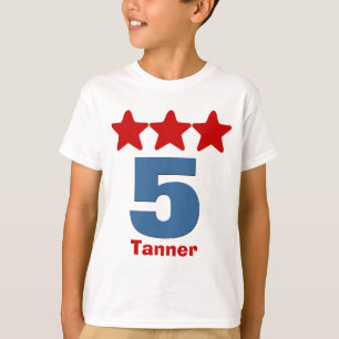 5つの誕生日の男の子の星大きい数名前をカスタムするV03B Tシャツ