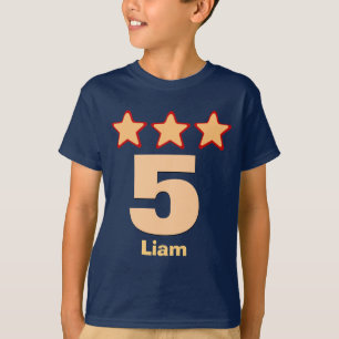 5つの誕生日の男の子の星大きい数名前をカスタムするV03H Tシャツ