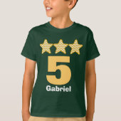 5つの誕生日の男の子の星大きい数名前をカスタムするV14 Tシャツ (正面)