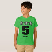5つの誕生日の男の子の星大きい数名前をカスタムするV25 Tシャツ (正面フル)