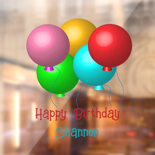 5つの誕生日バルーンのカスタマイズ可能な文字 ウィンドウサイン (シート2)