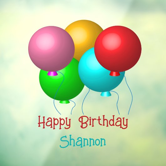 5つの誕生日バルーンのカスタマイズ可能な文字 ウィンドウサイン (シート3)