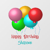 5つの誕生日バルーンのカスタマイズ可能な文字 ウィンドウサイン (シート)