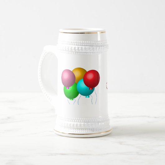 5つの誕生日バルーンパーソナライズされた名 ビールジョッキ (正面左)