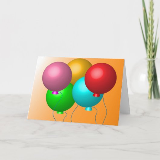 5つの誕生日バルーン カード (正面)