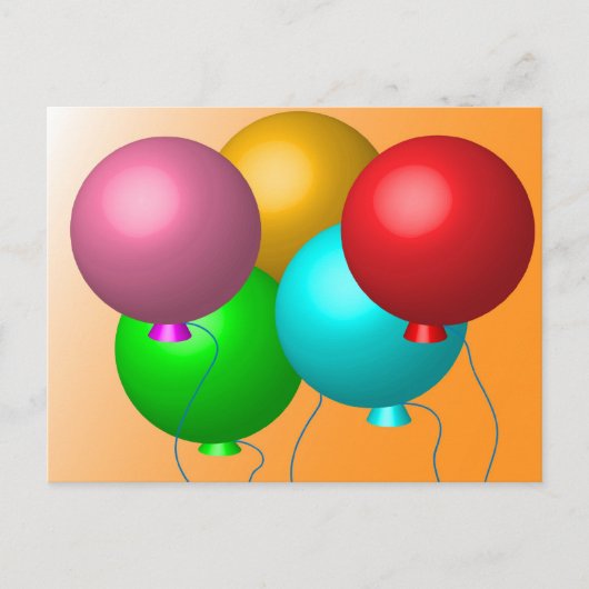 5つの誕生日バルーン ポストカード (正面)