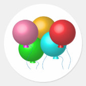 5つの誕生日バルーン ラウンドシール (正面)