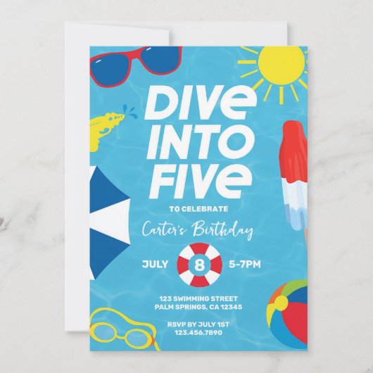 5つの誕生日招待状、5番目の誕生日 招待状 (正面)