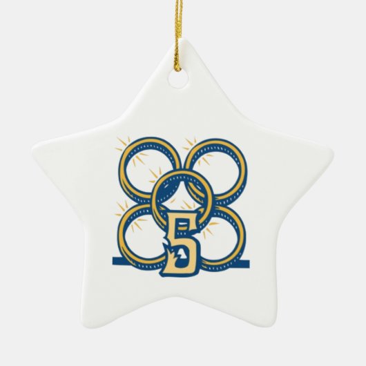 5つの金の指輪! セラミックオーナメント (正面)