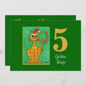 5つの金リングかわいい猫のカスタムのクリスマス シーズンカード (正面/裏面)
