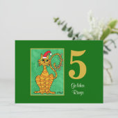 5つの金リングかわいい猫のカスタムのクリスマス シーズンカード (スタンド正面)