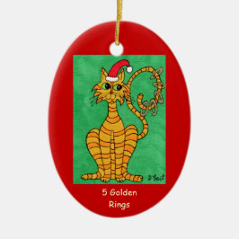 5つの金リング セラミックオーナメント