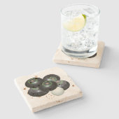 5つの黒い芝生のボウルとジャック ストーンコースター (横)